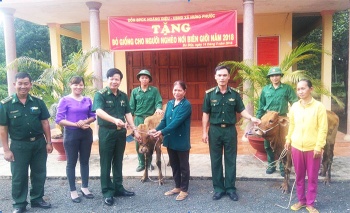 Đồn biên phòng cửa khẩu Hoàng Diệu tặng bò giống cho hộ nghèo 