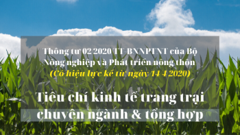 Tiêu chí kinh tế đối với trang trại chuyên ngành và tổng hợp