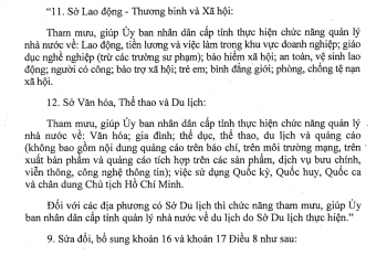 Quy định tổ chức các cơ quan chuyên môn thuộc UBND cấp tỉnh, UBND cấp huyện