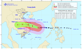 Sức gió mạnh nhất vùng gần tâm bão số 9 mạnh cấp 14