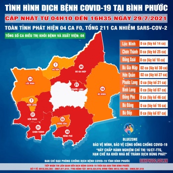 Tình hình dịch COVID-19 trên địa bàn tỉnh đến 16h35 ngày 29/7/2021