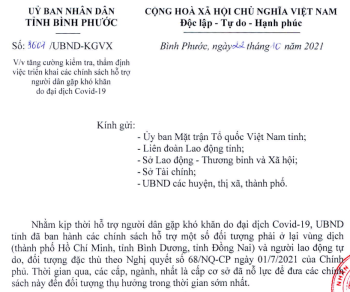 Kiểm tra, giám sát việc thực hiện chính sách hỗ trợ người dân gặp khó khăn do dịch Covid-19