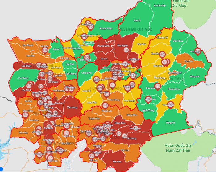 Phân loại cấp độ dịch kể từ ngày 30/12/2021: Không có huyện, xã cấp độ 4