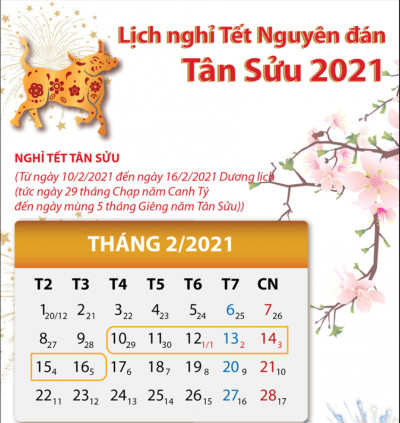 Thông báo treo cờ Tổ quốc và nghỉ Tết Nguyên đán Tân Sửu 2021