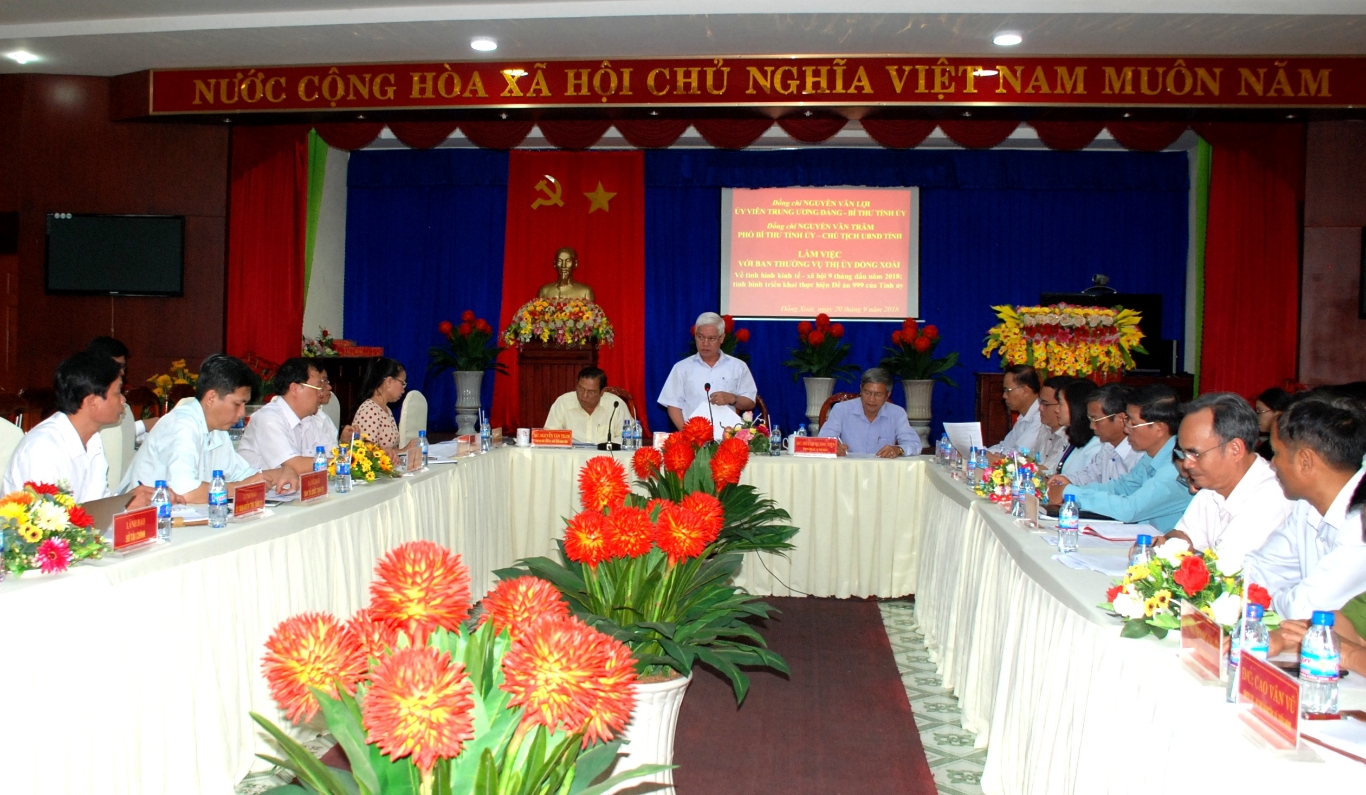 Bi thu Tinh uy lam viec voi Dong Xoai