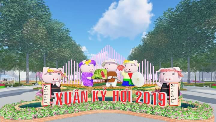 Mô hình đường hoa Xuân Kỷ Hợi 2019 (Nguồn ảnh www.dongxoai.dangnhaphi88.com)